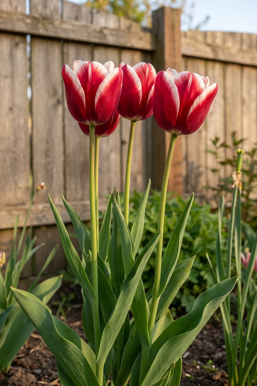 Tulipa Timeless in bloei in een voorjaarsborder