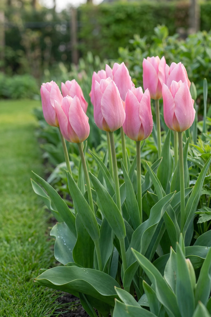 Tulipa Albert Heijn in bloei in een voorjaarsborder