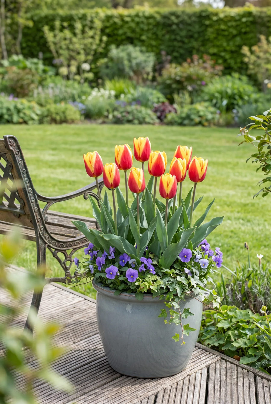 Tulipa Jan Seignette — in pot op terras