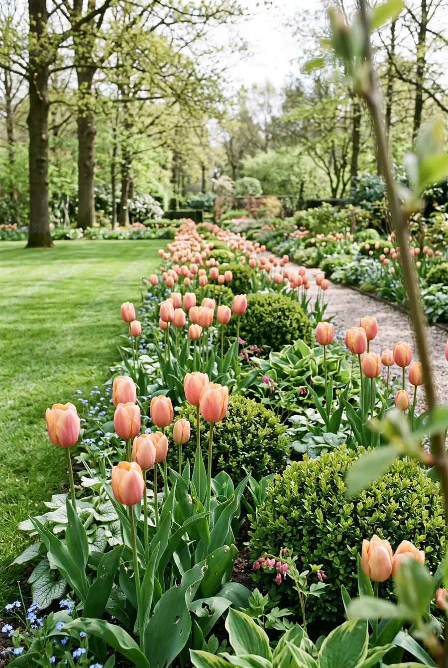 Tulipa Apricot Foxx — in de border