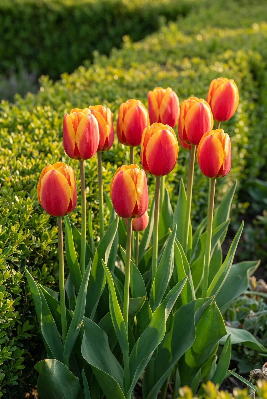 Tulipa Apeldoorn Elite — groep in de tuinborder