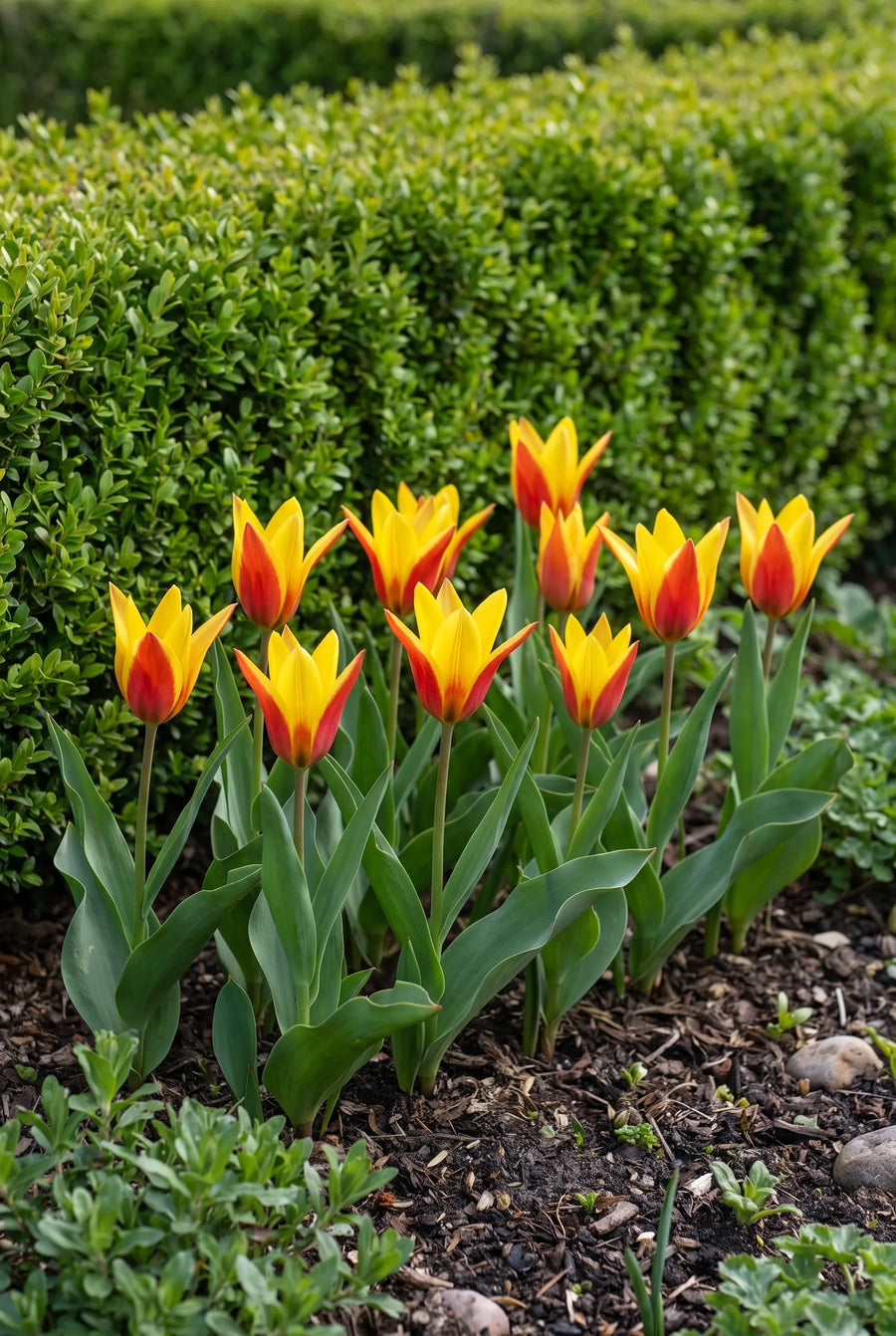 Tulipa Clusiana Tubergens Gem — groep in de tuinborder