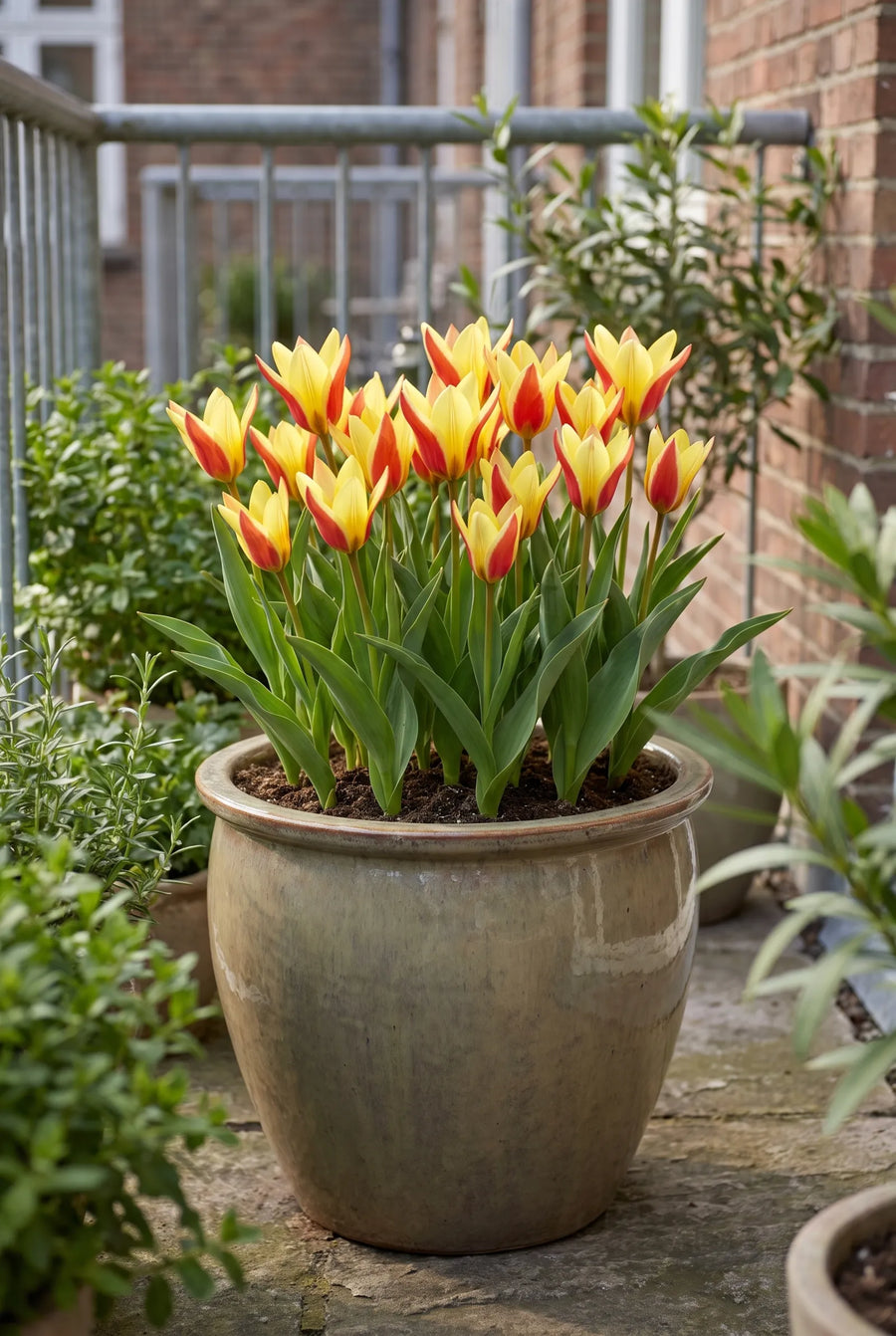 Tulipa Clusiana Tubergens Gem — in pot op terras
