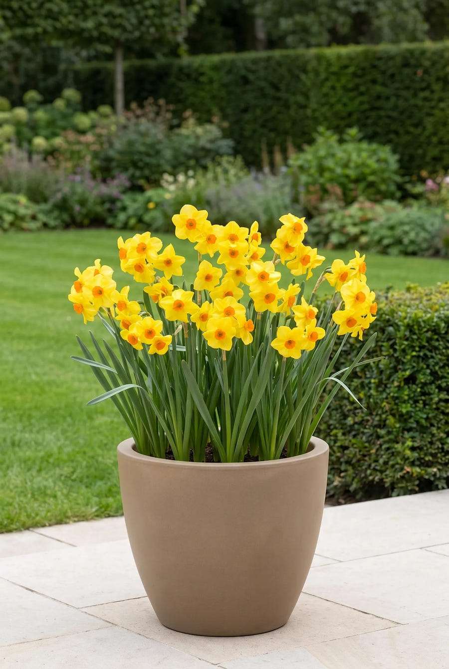 Narcissus Martinette — in pot op terras
