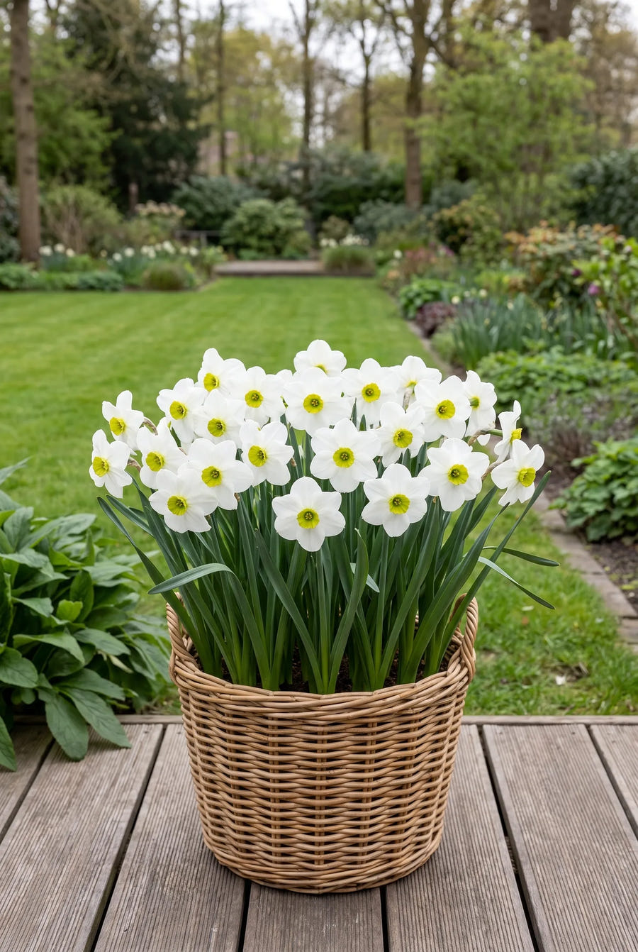 Narcissus Sinopel — in pot op terras