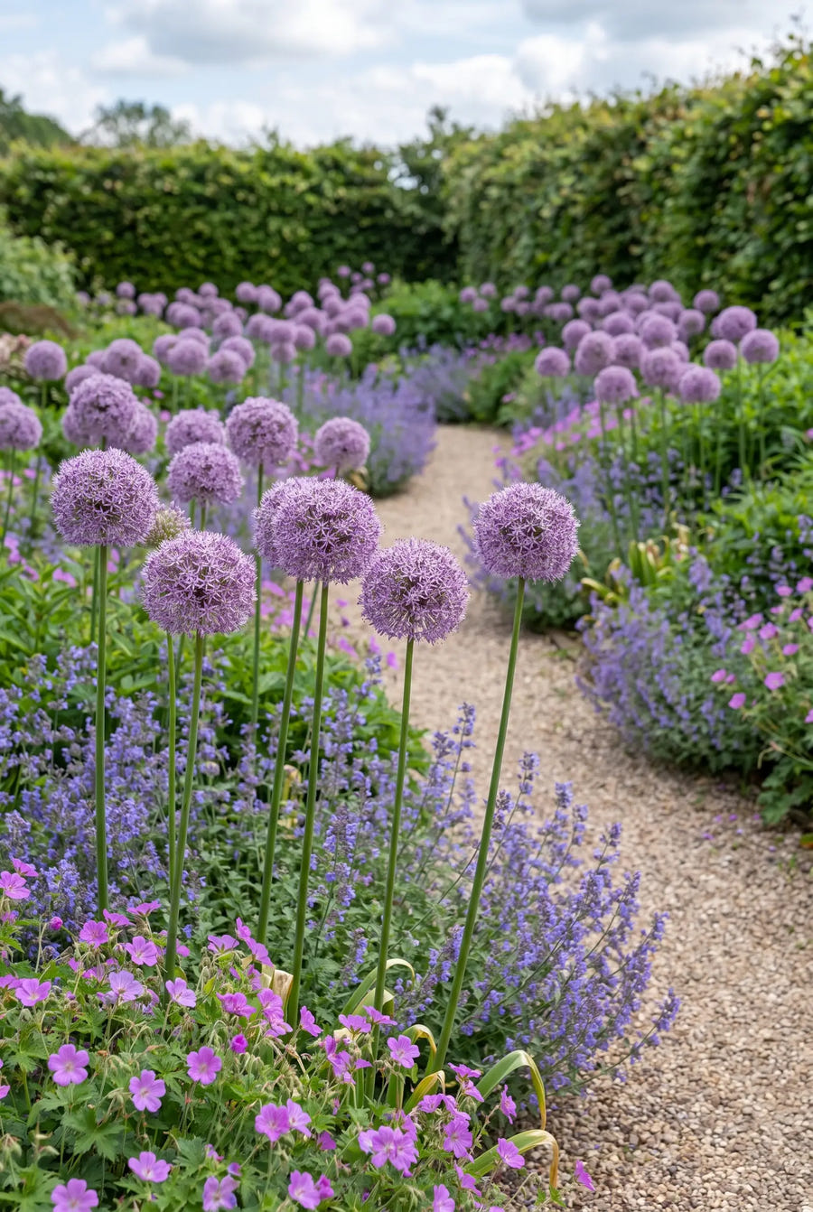 Allium Gladiator — groep in de tuinborder