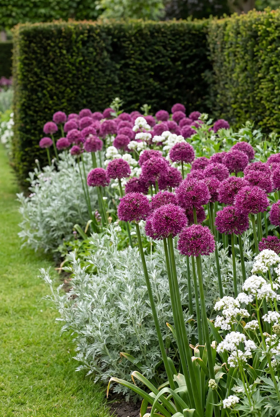 Allium Ostara — groep in de tuinborder