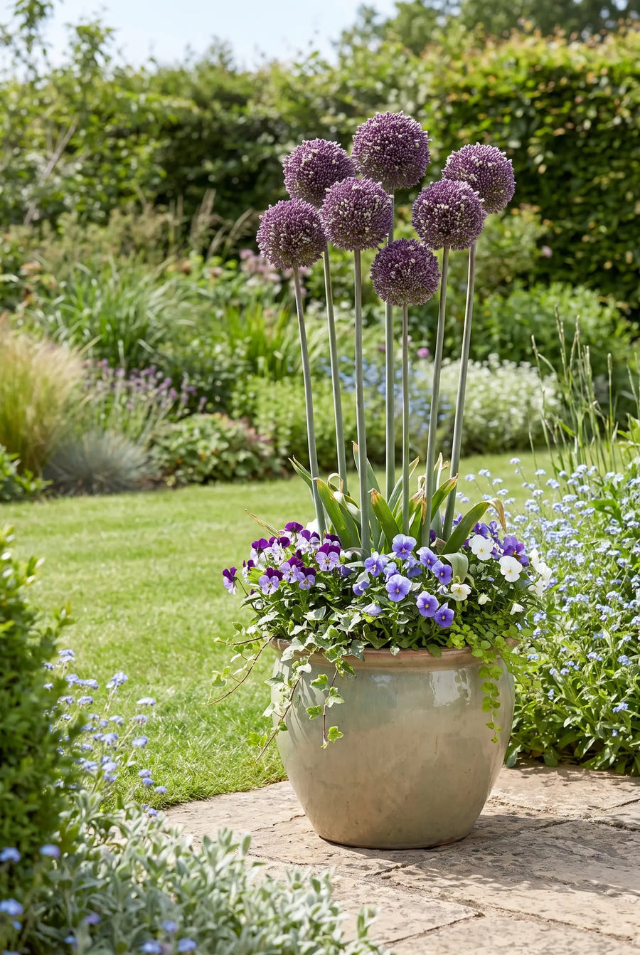 Allium Summer Drummer — in pot op terras