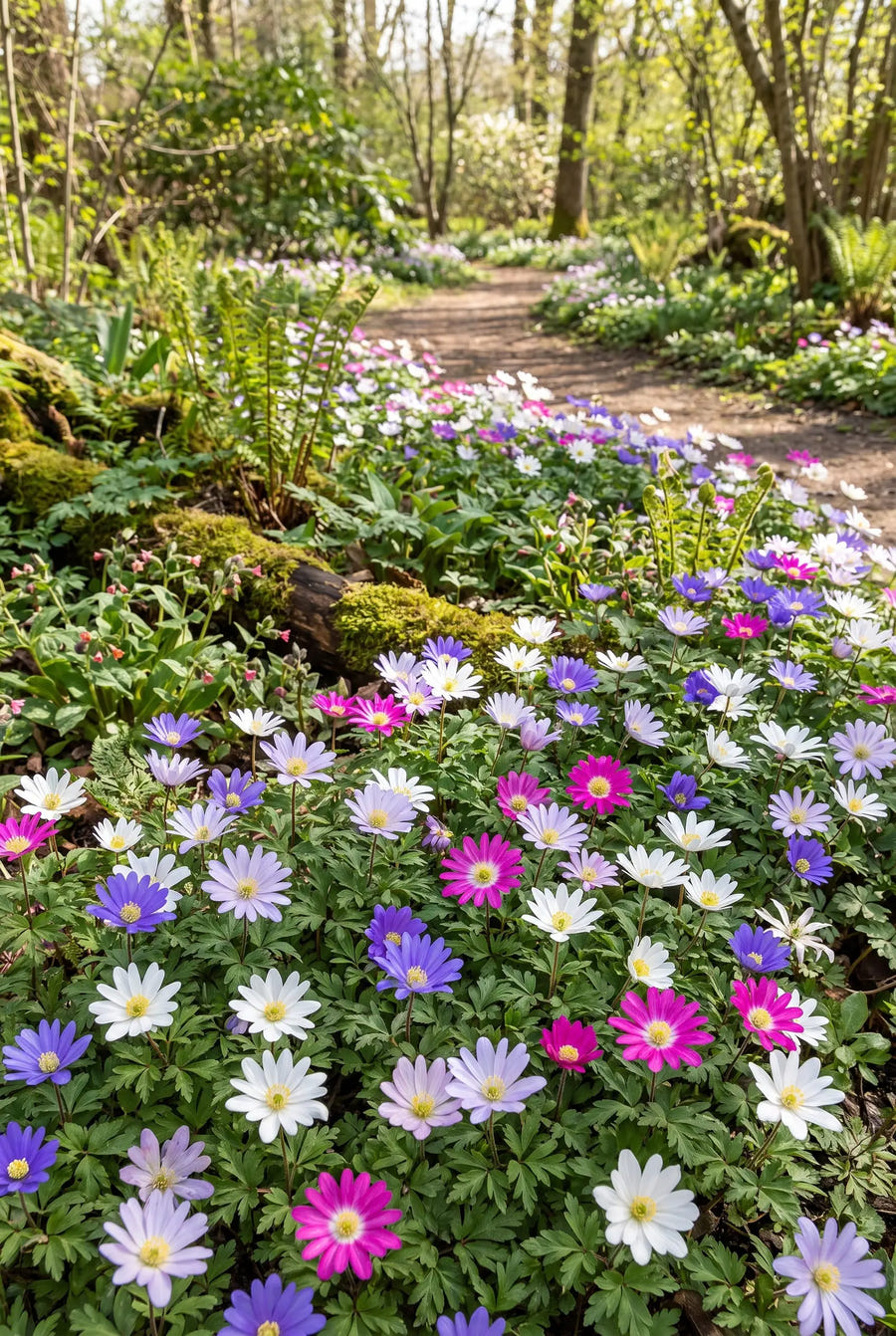 Anemone Mixed — groep in de tuinborder