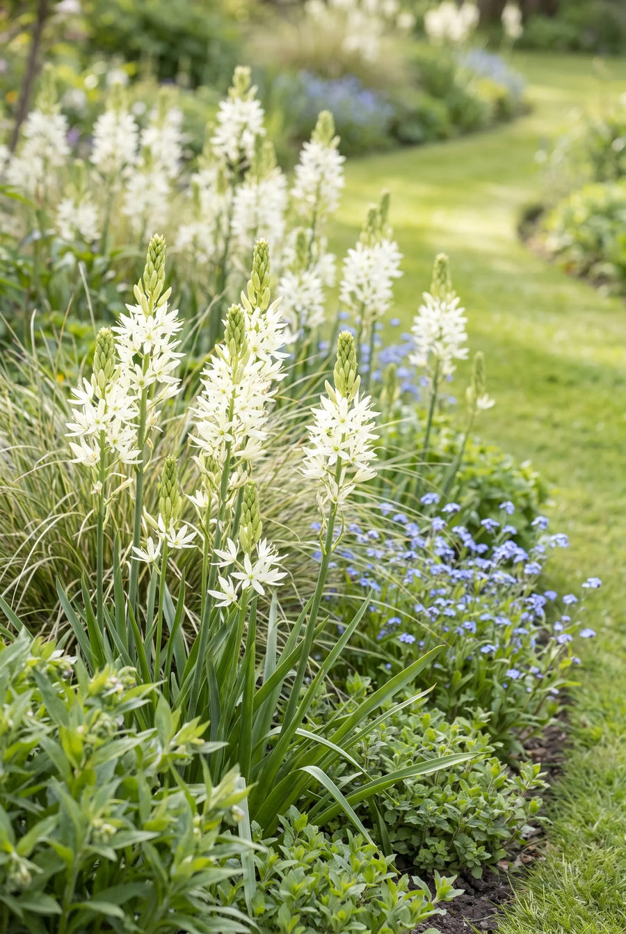 Camassia Leichtlinii Alba — groep in de tuinborder