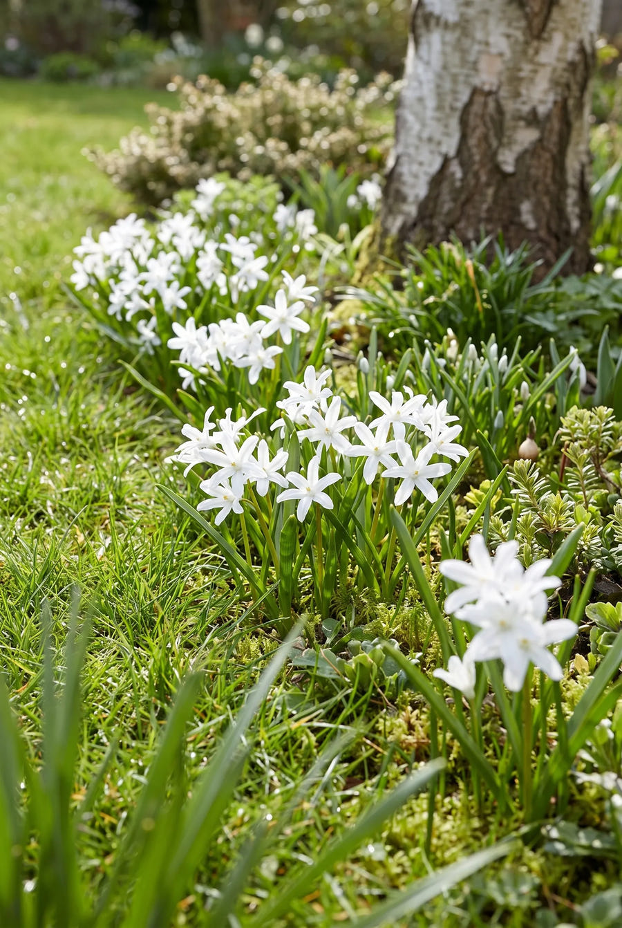 Chionodoxa Luciliae Alba — in de tuin