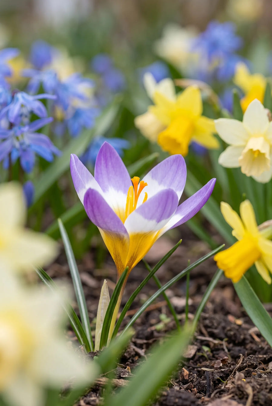 Crocus Sieberi Tricolor — close-up van de bloem