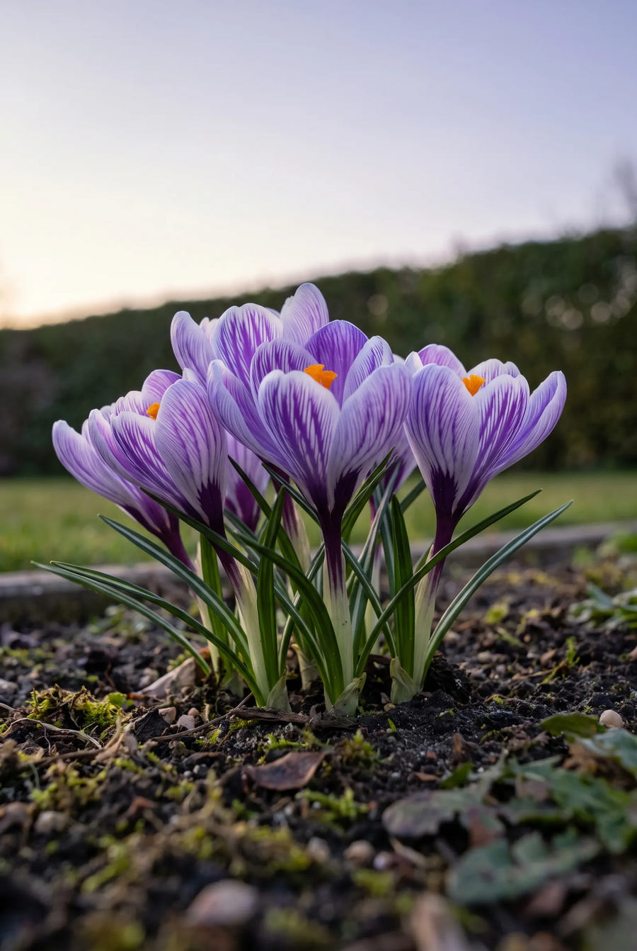 Crocus Pickwick — in de tuin
