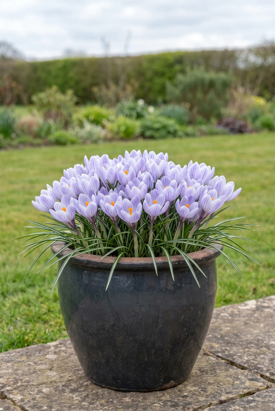 Crocus Vanguard — in pot op terras