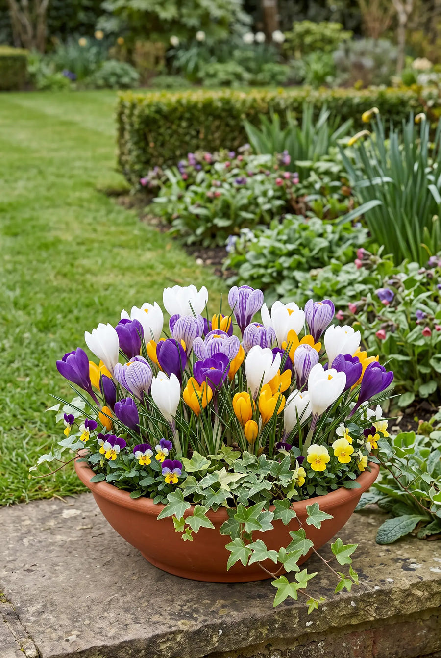 Crocus Vernus Mixed — in pot op terras