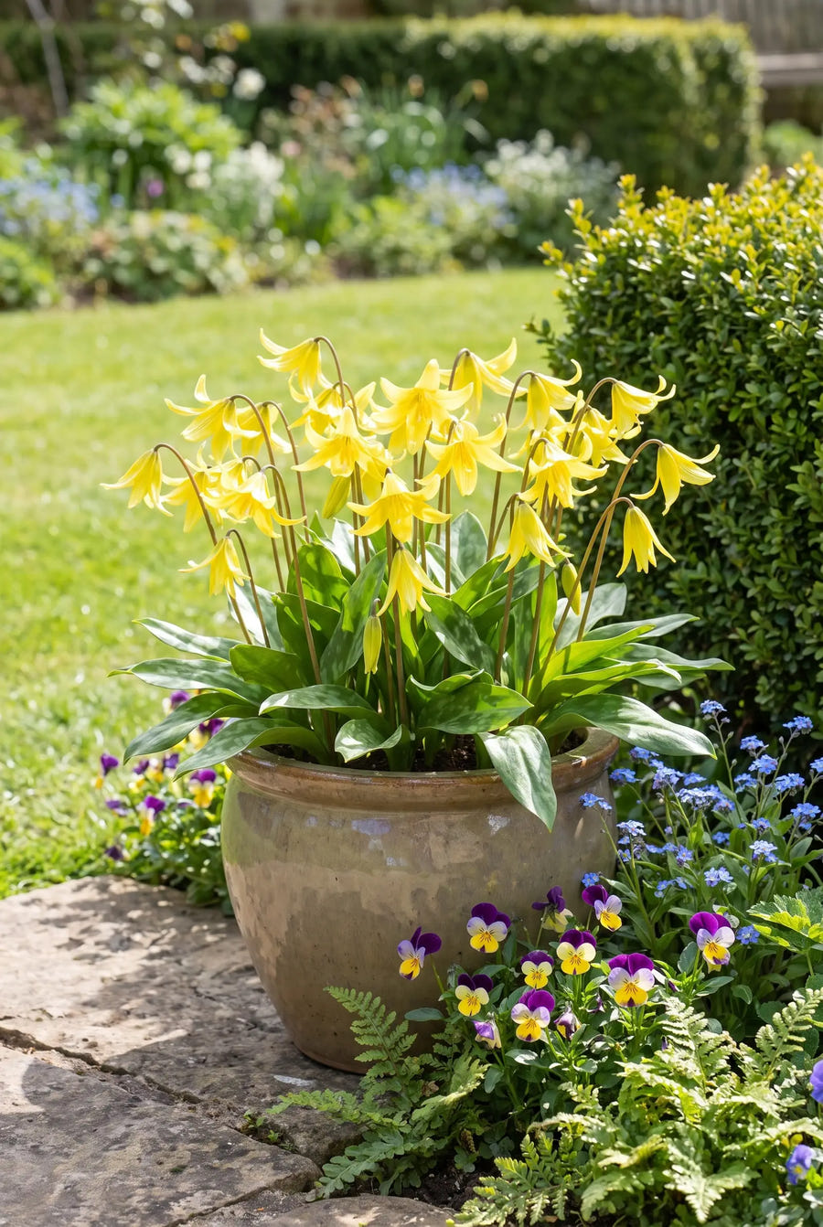 Erythronium Pagoda — in pot op terras