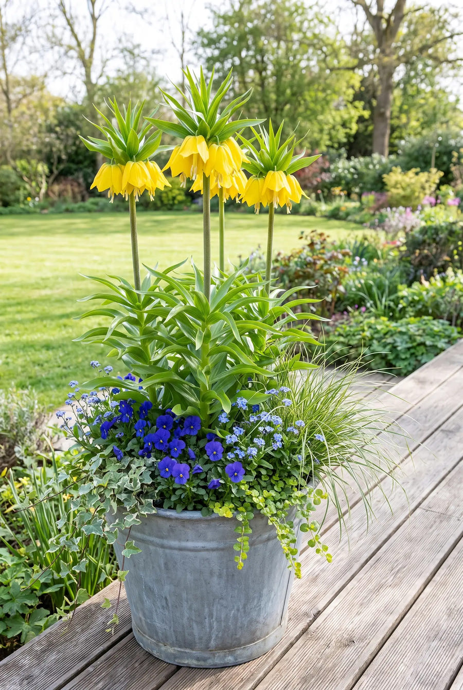Fritillaria Lutea — in pot op terras