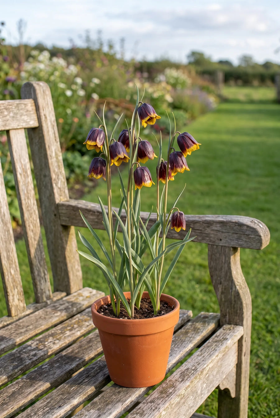Fritillaria Uva-Vulpis — in pot op terras