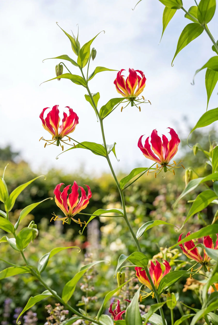 Gloriosa Rothschildiana — in de tuin
