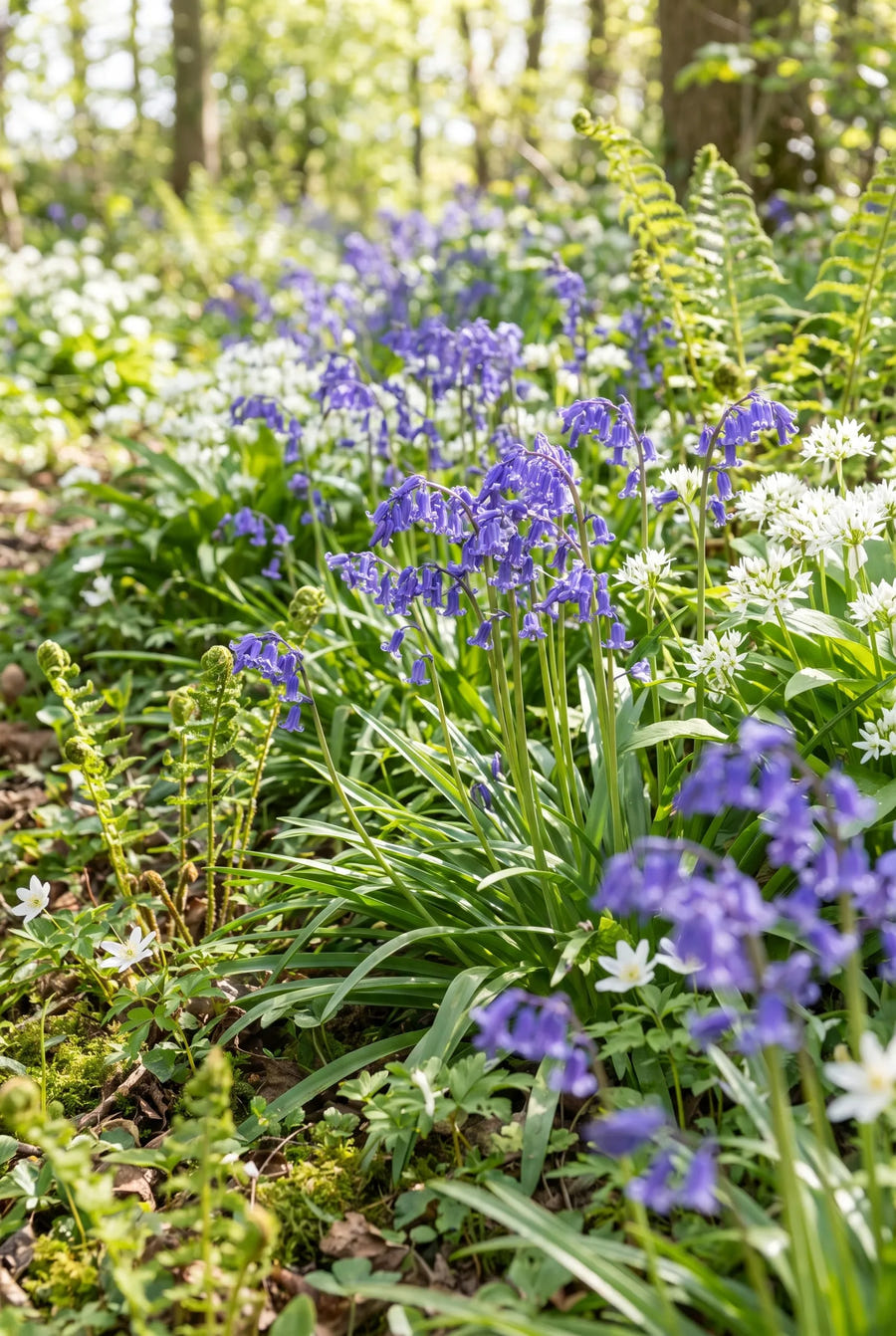 Hyacinthoides Non-Scripta — groep in de tuinborder