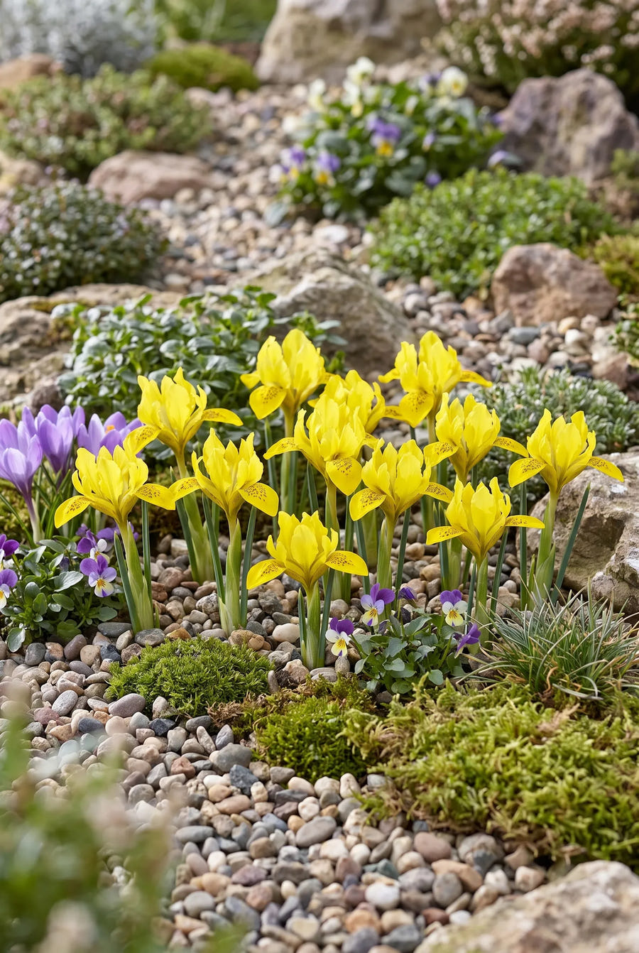 Iris Danfordiae — groep in de tuinborder