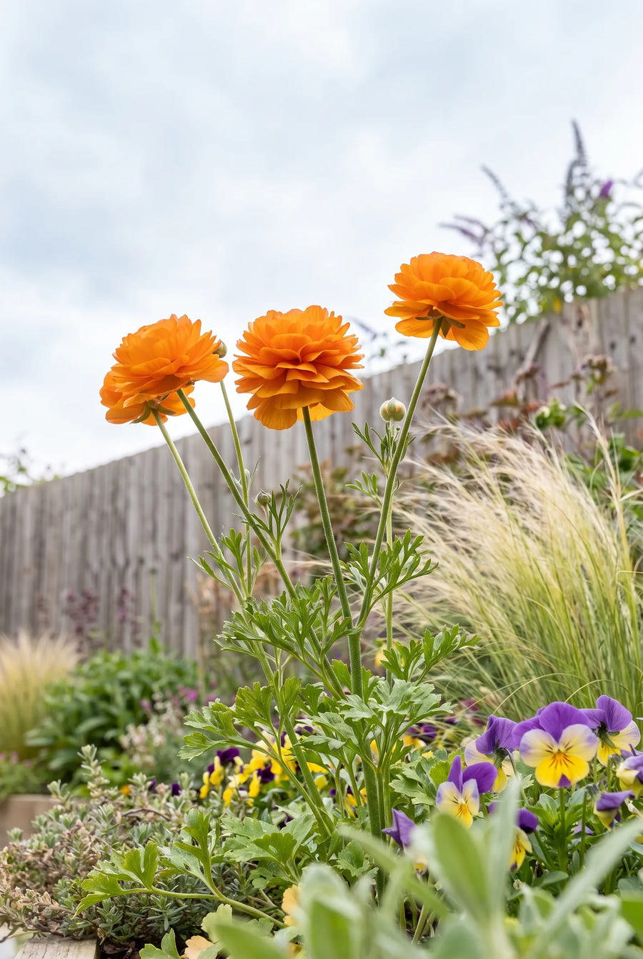 Ranunculus Orange — in de tuin