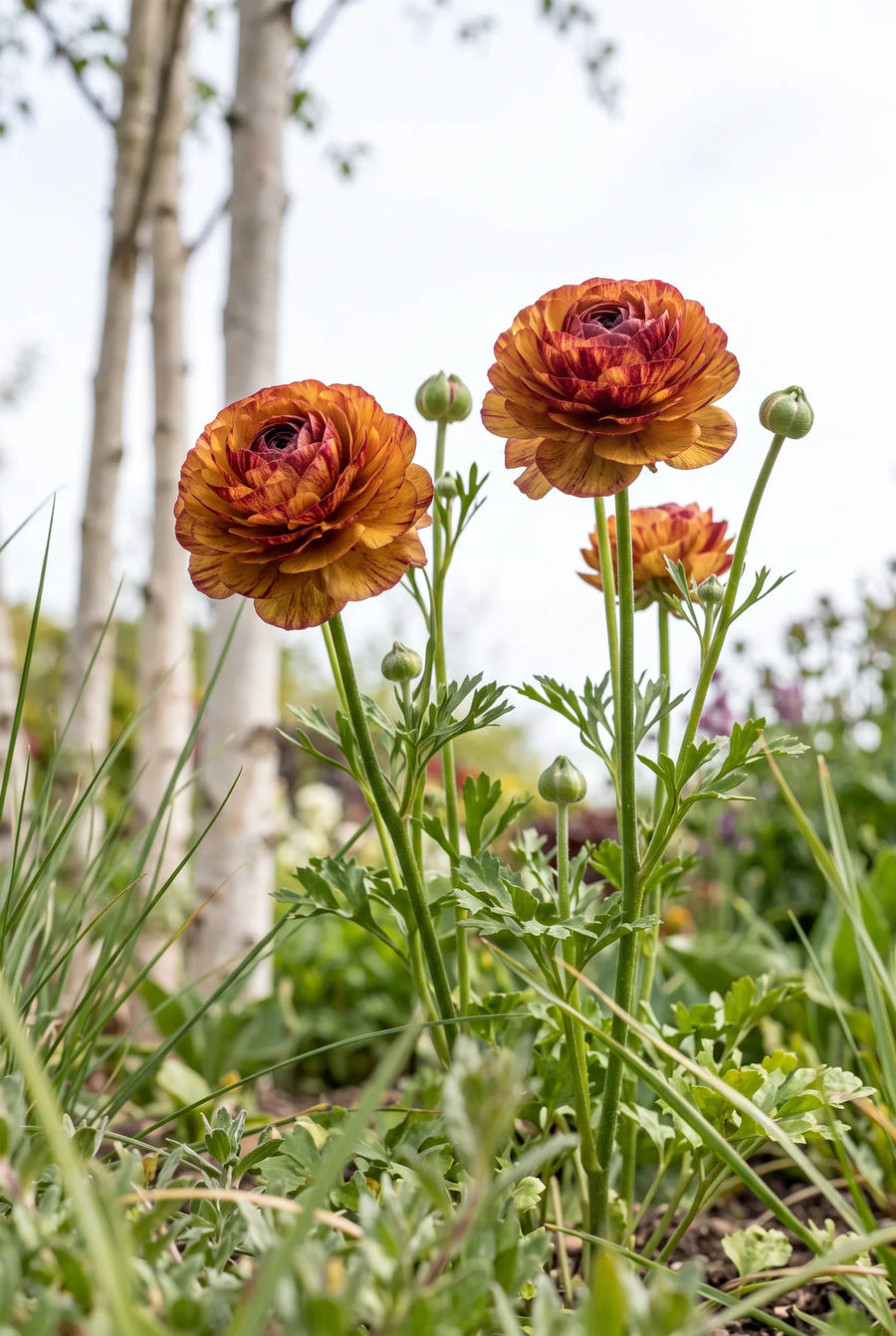 Ranunculus Cafe Picotee — in de tuin