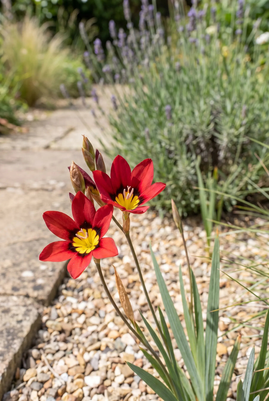 Sparaxis Tricolor Mixed — close-up van de bloem