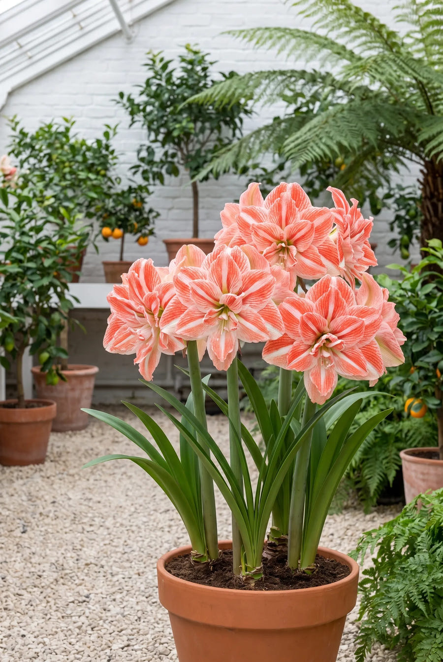 Hippeastrum Dancing Queen — in de border