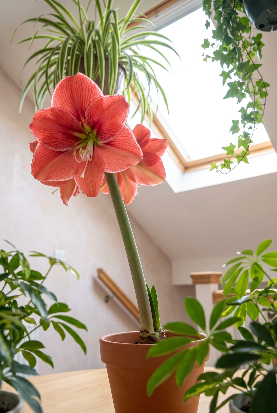 Hippeastrum Magical Touch — vanuit een lage hoek