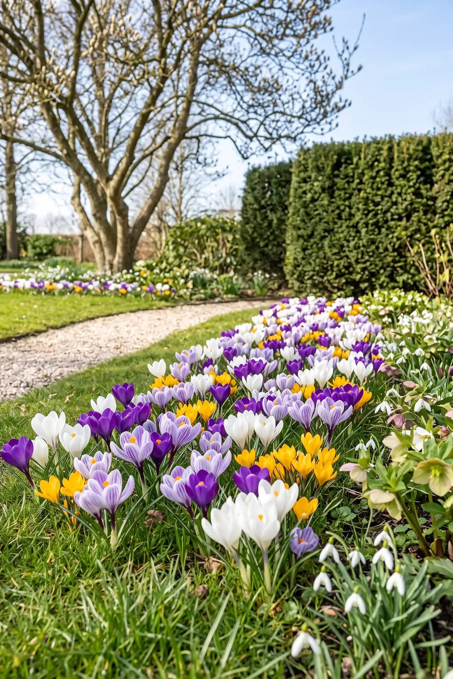 Crocus Vernus Mixed — groep in de tuinborder