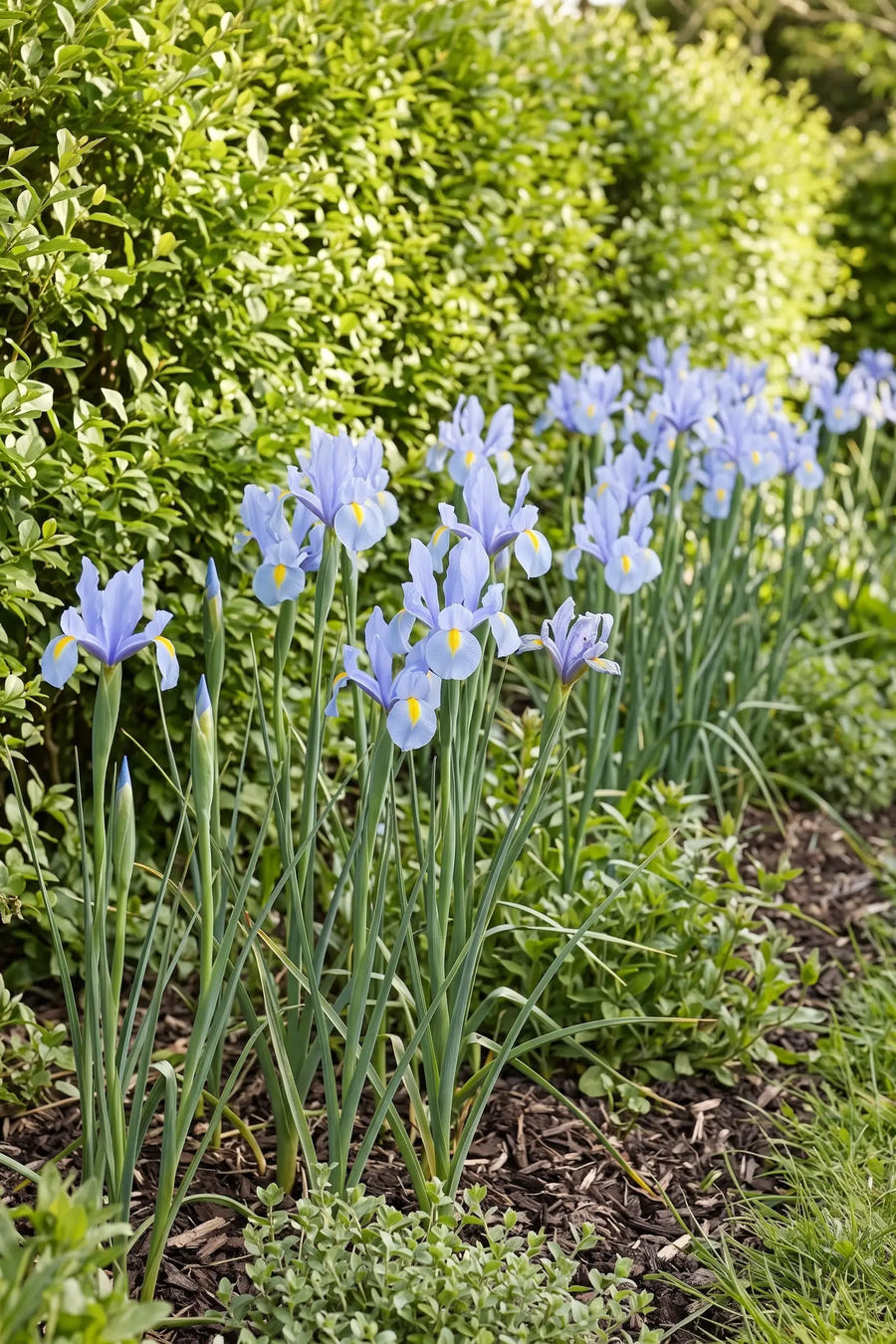 Iris Blue Magic — groep in de tuinborder