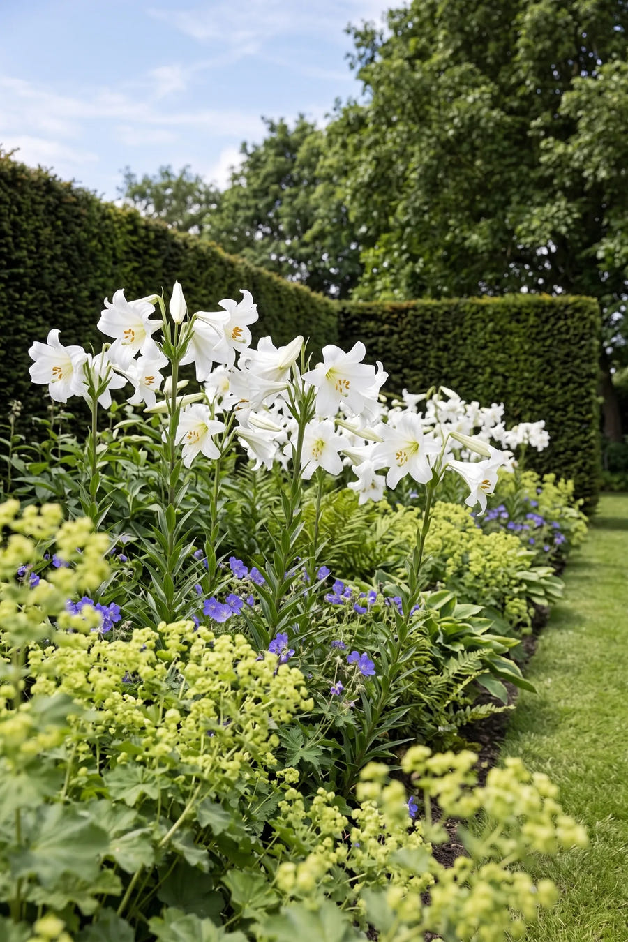 Lilium Candidum — groep in de tuinborder, extra beeld