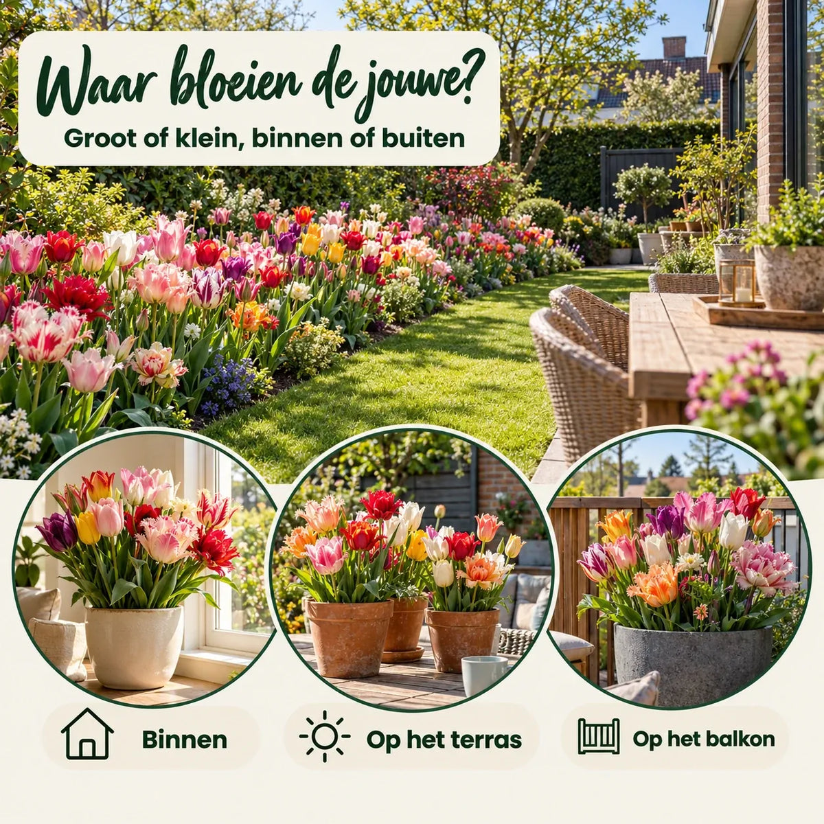 Tulpen Mysterybox — bloeit binnen, op het terras en op het balkon