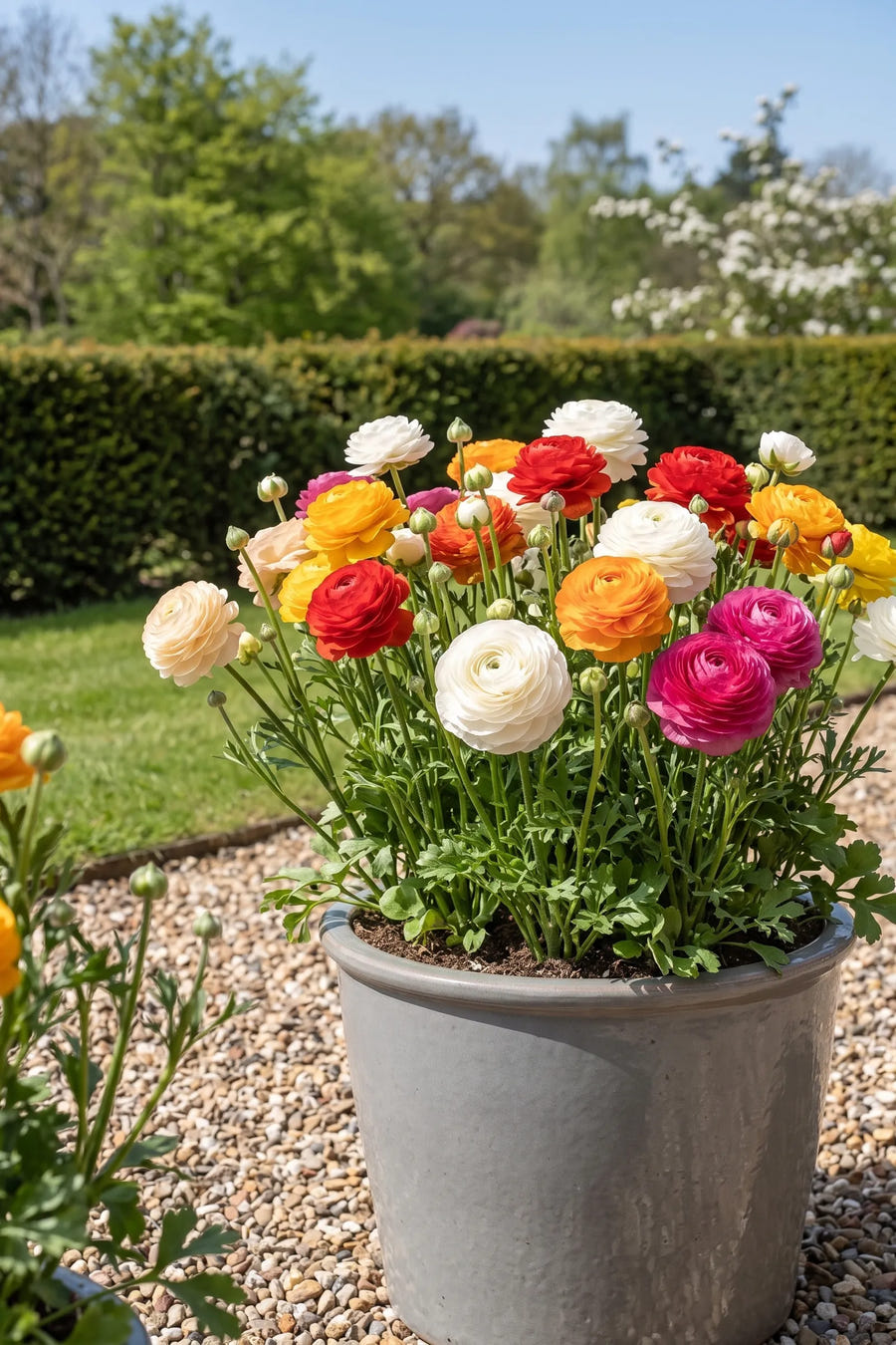 Ranunculus Asiaticus Mixed — in pot op terras