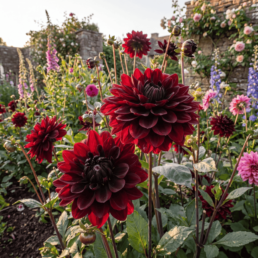Dahlia Red Dark Wave