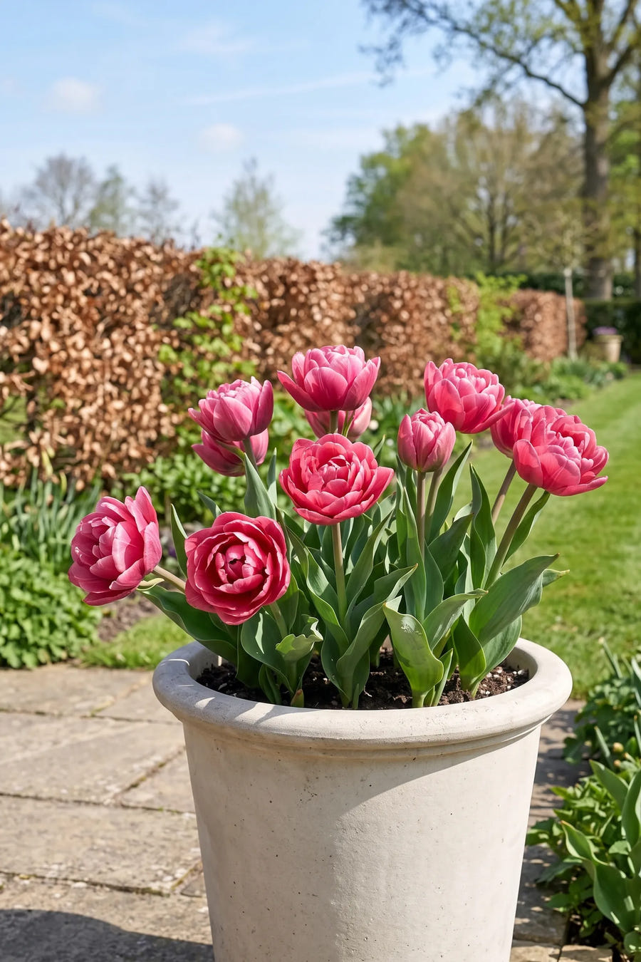 Tulipa Amazing Grace — in pot op terras