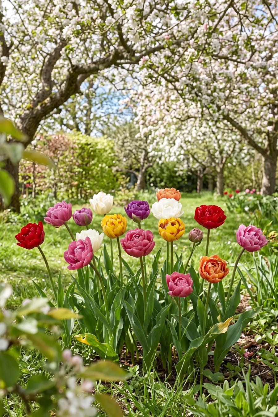 Tulipa Double Late Mixed — in de border